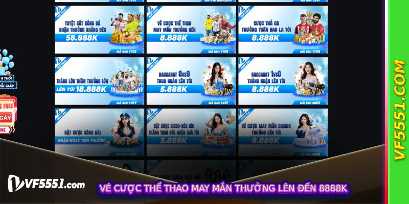 VÉ CƯỢC THỂ THAO MAY MẮN THƯỞNG LÊN ĐẾN 8888K
